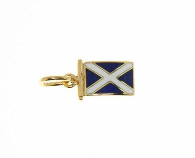 18k yellow gold nautical glazed flag letter m pendant charm medal enamel Italy.