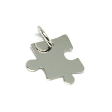 Load image into Gallery viewer, 18k white gold charm pendant, small 10mm puzzle piece, flat, made in Italy
