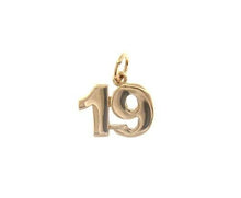 Load image into Gallery viewer, 18k rose gold number 19 nineteen small pendant charm, 0.4&quot;, 10mm.
