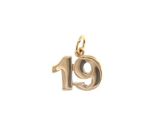 18k rose gold number 19 nineteen small pendant charm, 0.4