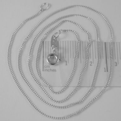 18k white gold chain 17.7 mini cuban curb gourmette link 0.9 mm, made in Italy.