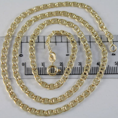 18K YELLOW GOLD CHAIN 3.5 MM FLAT NAVY MARINER LINK 19.70 INCHES MADE IN ITALY.