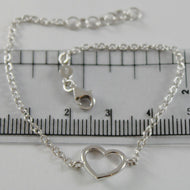 18k white gold bracelet 7.10 inches with heart, round rolo chain, made in Italy.
