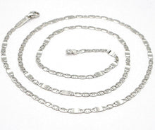 Load image into Gallery viewer, 18k white gold chain flat oval alternate link 3 mm, 20 inches, Italy made.
