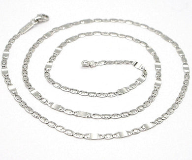18k white gold chain flat oval alternate link 3 mm, 20 inches, Italy made.
