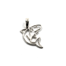 Load image into Gallery viewer, 18K WHITE GOLD PENDANT, FLAT SMALL SHARK 16mm 0.63&quot;, SOLID, MADE IN ITALY.
