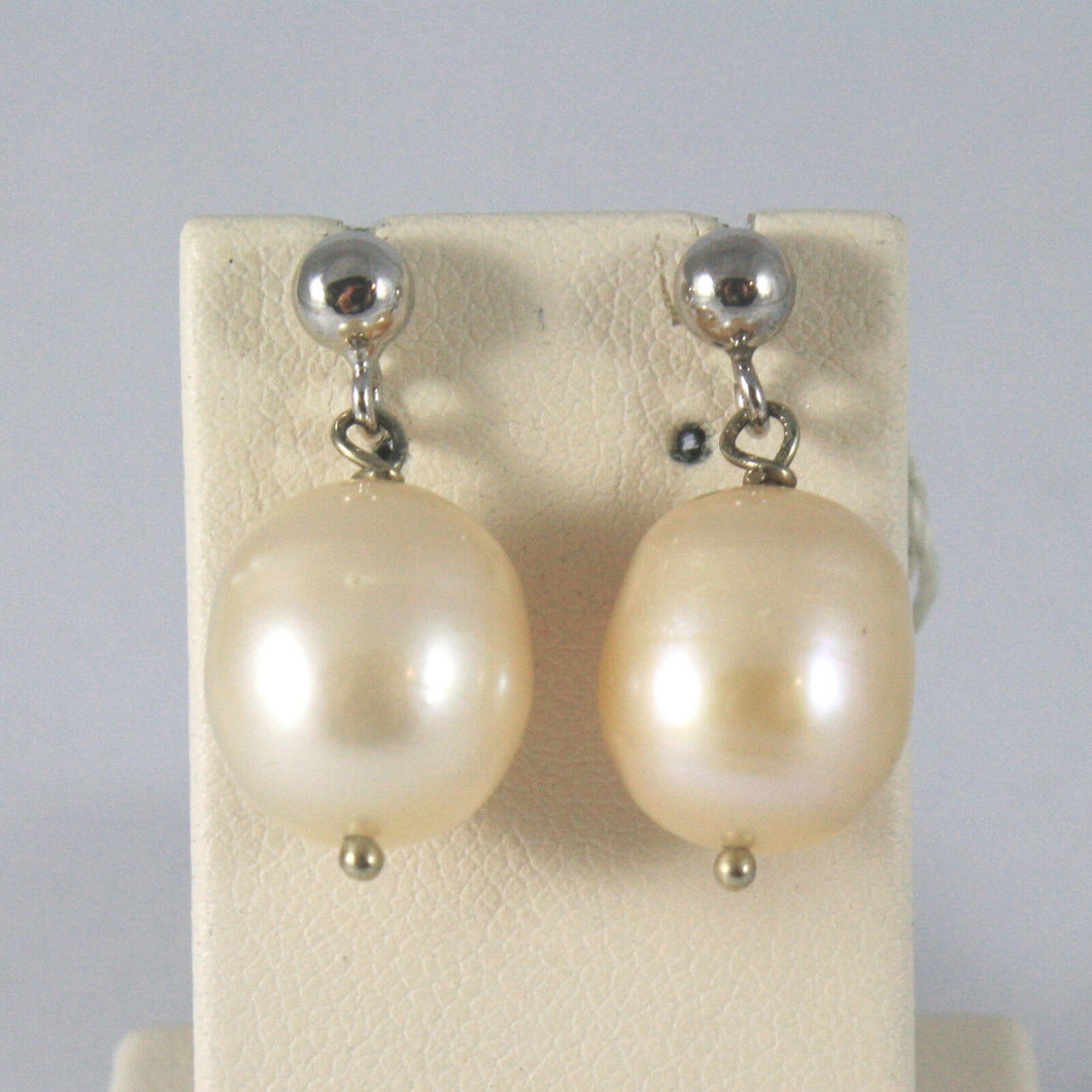 SOLID 18K WHITE GOLD EARRINGS, WITH PEARLS, LENGTH 0,87 INCHES, MADE IN ITALY..