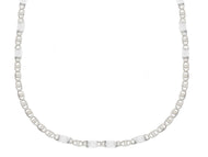 18K WHITE GOLD FLAT CHAIN NECKLACE 2.5mm EYES OVALS WITH CIRCLES & PLATES, 20