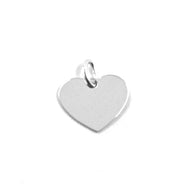 SOLID 18K WHITE GOLD PENDANT MINI HEART, FLAT, LENGTH 8mm, 0.3 INCHES, CHARM.