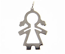 Load image into Gallery viewer, 18k white gold luster pendant with girl baby perforated made in Italy 1.25 inch

