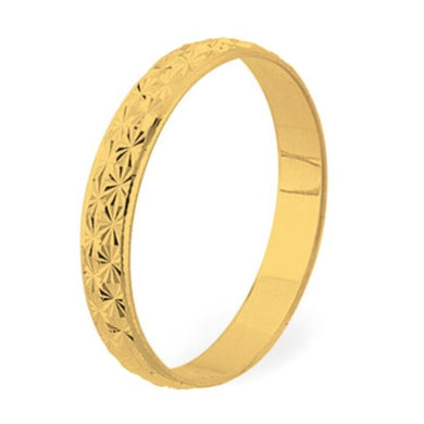 18K YELLOW GOLD WEDDING BAND 3mm THICK RING MARRIAGE ENGAGEMENT WORKED HAMMERED.