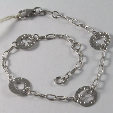 solid 18k white gold bracelet with star, girl, flower, heart, made in Italy.