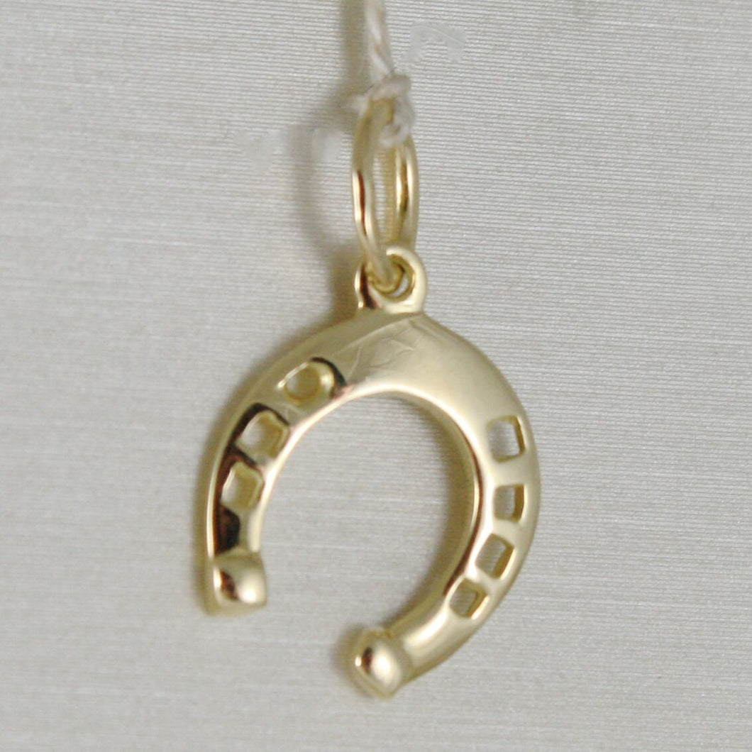 18K YELLOW GOLD HORSESHOE CHARM PENDANT SMOOTH LUMINOUS BRIGHT MADE IN ITALY.