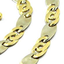 Load image into Gallery viewer, SOLID 18K YELLOW WHITE GOLD CHAIN BIG FLAT 6.5mm INFINITE OVAL ONDULATE LINK 20&quot;.
