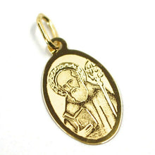 Load image into Gallery viewer, SOLID 18K YELLOW OVAL GOLD MEDAL, 17x12 mm, SAINT BENEDICT, SMOOTH &amp; SATIN.
