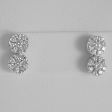 18k white gold double round earrings diamond diamonds 0.38 carats made in Italy.