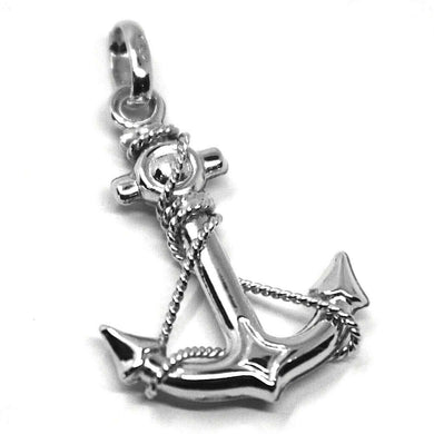 18k white gold nautical big anchor rounded pendant, lenght 3 cm, 1.2