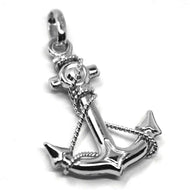 18k white gold nautical big anchor rounded pendant, lenght 3 cm, 1.2