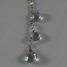 Load image into Gallery viewer, SOLID 18K WHITE GOLD EARRINGS, WITH DROP OF AQUAMARINE LENGTH 2.28 INCHES.
