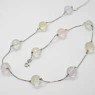 18k white gold necklace venetian chain faceted citrine amethyst prasiolite lemon.