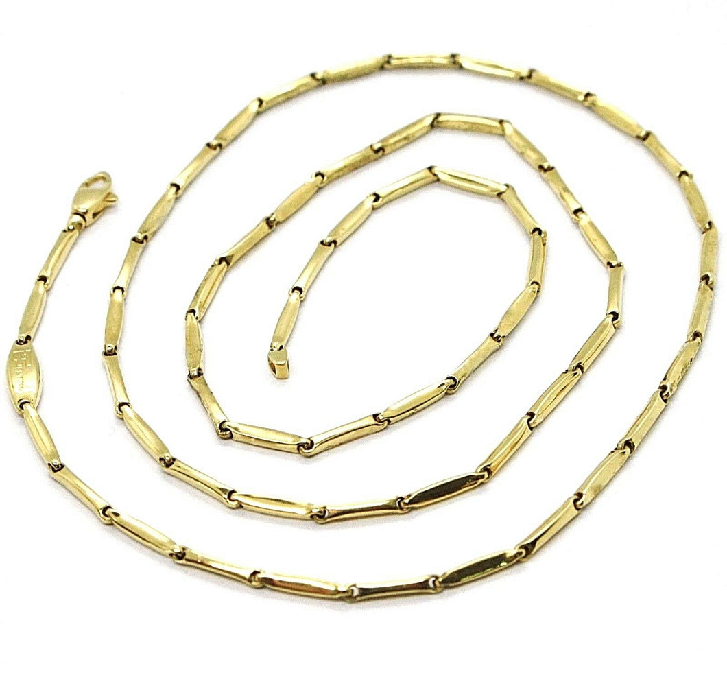 18K YELLOW GOLD CHAIN MINI BONE TUBE LINK 1.5 MM, 20 INCHES, MADE IN ITALY.