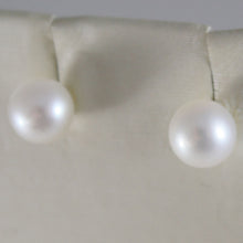Load image into Gallery viewer, solid 18k white gold earrings with pearl pearls 6.5 mm, made in Italy
