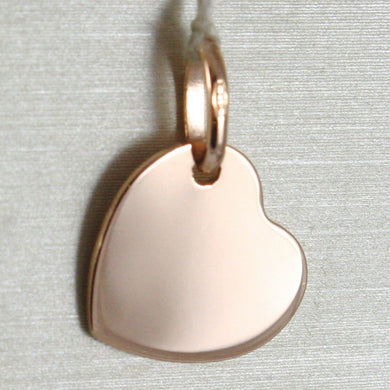 18k rose gold heart engravable charm pendant 13 mm flat smooth made in Italy.