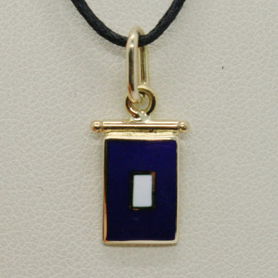 18k yellow gold nautical glazed flag letter p pendant charm medal enamel Italy.