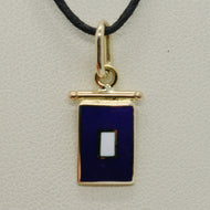 18k yellow gold nautical glazed flag letter p pendant charm medal enamel Italy.