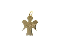 Load image into Gallery viewer, 18k yellow gold angel pendant, &quot;Angel of God&quot; prayer engraved, medal 12mm.
