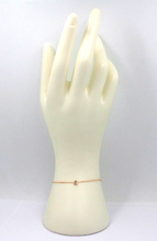 Load image into Gallery viewer, 18k rose gold rolo thin bracelet with central small 5mm letter initial R.

