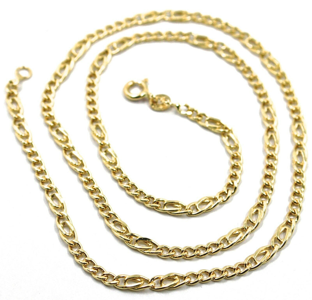 18K YELLOW GOLD CHAIN 3 MM, 20 INCHES, ALTERNATE 5 GOURMETTE, 2 TIGER EYE LINKS