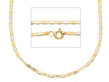 Load image into Gallery viewer, SOLID 18K YELLOW WHITE ROSE GOLD FLAT BRIGHT SATIN OVAL 2.2mm CHAIN NECKLACE 20&quot;.
