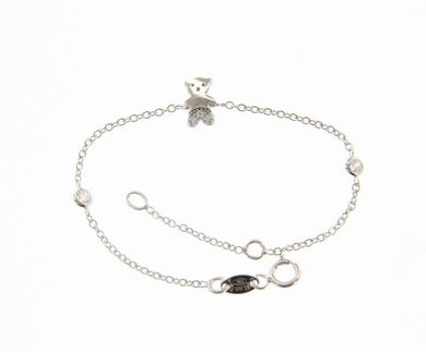 18k white gold bracelet for kids with bear and cubic zirconia  made in Italy.