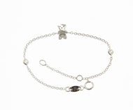 18k white gold bracelet for kids with bear and cubic zirconia  made in Italy.