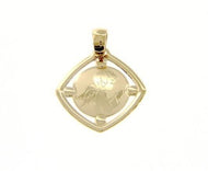 18K YELLOW GOLD PENDANT SQUARE MEDAL GUARDIAN ANGEL ENGRAVABLE MADE IN ITALY.