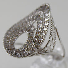 Load image into Gallery viewer, SOLID 18K WHITE GOLD BAND RING OVAL WAVE, BRIGHT, FINELY WORKED MADE IN ITALY.
