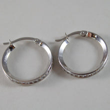 Load image into Gallery viewer, 18k white gold earrings hoop 20 mm diameter with zirconia 1.48 ct.
