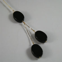 Load image into Gallery viewer, SOLID 18K WHITE GOLD PENDANT, 2,56 3,15 INCHES, BLACK ONYX DROPS, VENETIAN LINK.
