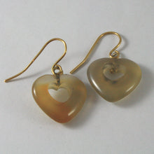 Load image into Gallery viewer, SOLID 18K YELLOW GOLD EARRINGS WITH HEARTS OF AGATE, MADE IN ITALY 18K.
