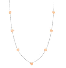 Load image into Gallery viewer, 18K WHITE ROSE GOLD OVAL ROLO CHAIN NECKLACE 16.5&quot; FLAT 5mm HEARTS MADE IN ITALY.
