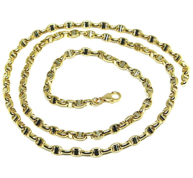 18k yellow white gold chain sailor's nautical mariner big oval 4mm link, 20