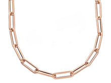 Load image into Gallery viewer, 18K ROSE GOLD CHAIN ROUNDED TUBE OVAL PAPER CLIP 3x9mm LINK, 18&quot; 45cm ITALY MADE.
