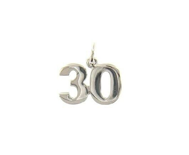 18k white gold number 30 thirty one small pendant charm, 0.4
