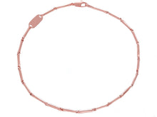 Load image into Gallery viewer, 18K ROSE GOLD BRACELET SMALL BONE 1.3x8mm ROUNDED TUBE LINK 7.5&quot; MADE IN ITALY
