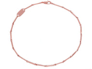 18K ROSE GOLD BRACELET SMALL BONE 1.3x8mm ROUNDED TUBE LINK 7.5