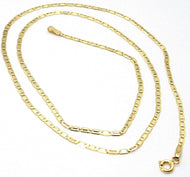 18K YELLOW, WHITE & ROSE GOLD CHAIN FLAT OVAL ALTERNATE LINK 2 MM, 20 INCHES.