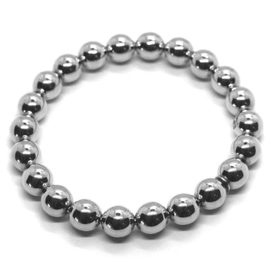 18k white gold bracelet, semirigid, elastic, big 8 mm smooth balls spheres.