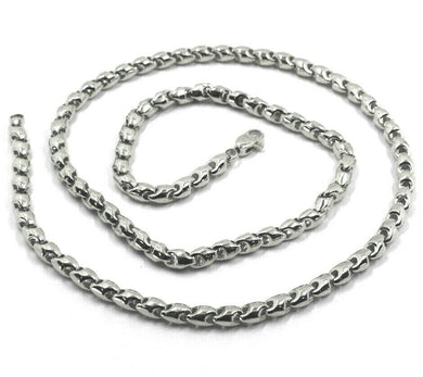 18k white gold chain 4mm tube rounded drop link 60cm 24