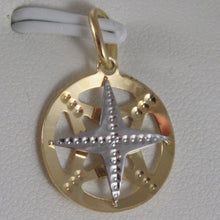 Load image into Gallery viewer, solid 18k white &amp; yellow gold wind rose, compass charm, pendant made in Italy.

